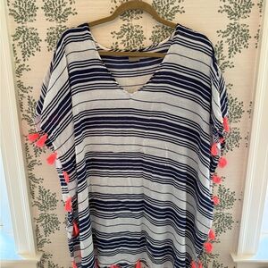 ASOS Blue and White Relaxed Swim Coverup Tunic